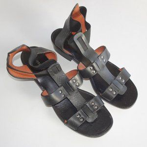 Modern Vintage Tanji Black Leather Gladiator Sandal